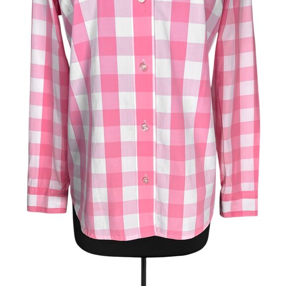 Vineyard Vines Women’s Shirt 8 Pink White Plaid Check Cotton Long Sleeve Preppy - Picture 7 of 10